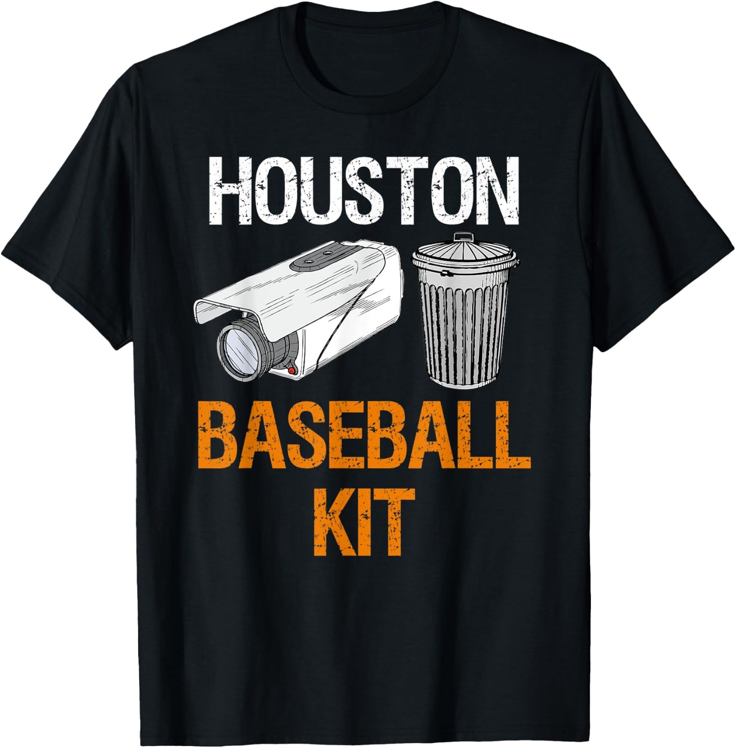 Houston Baseball Camera and Trash Can Gag T-Shirt - T-Shirt | Black