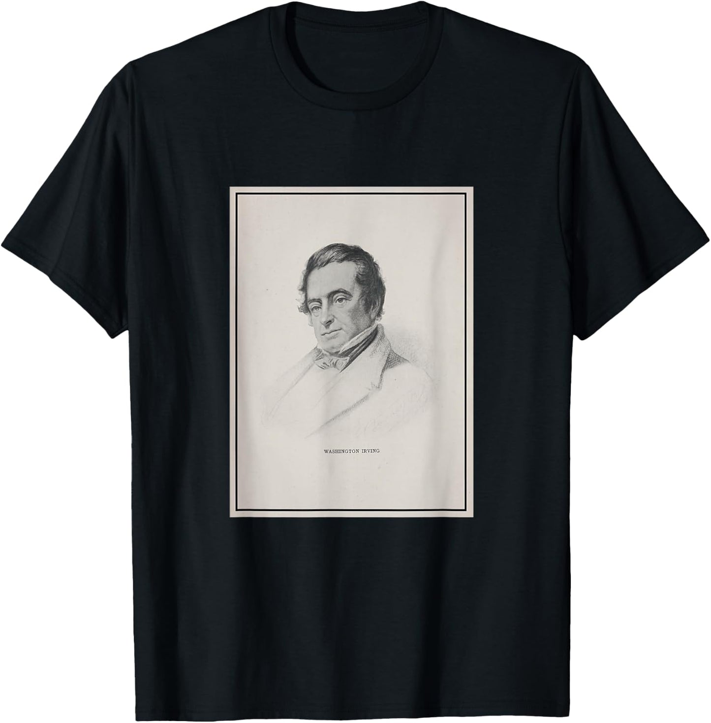 Washington Irving Vintage Portrait (1922) T-Shirt - T-Shirt | Black