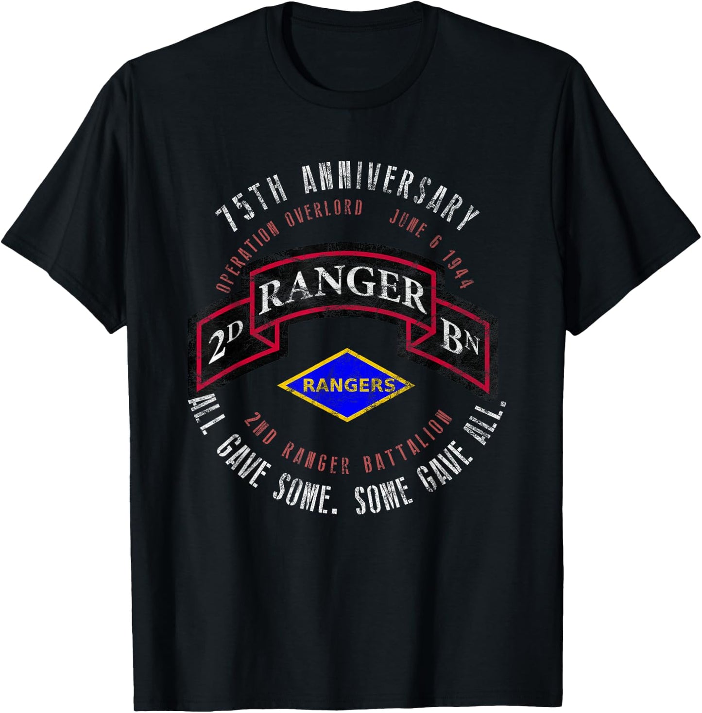 D-Day 75th Anniversary 2nd Ranger Bn. WWII Vintage T-Shirt - T-Shirt | Black
