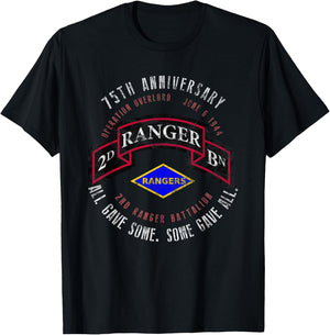 D-Day 75th Anniversary 2nd Ranger Bn. WWII Vintage T-Shirt - T-Shirt | Black
