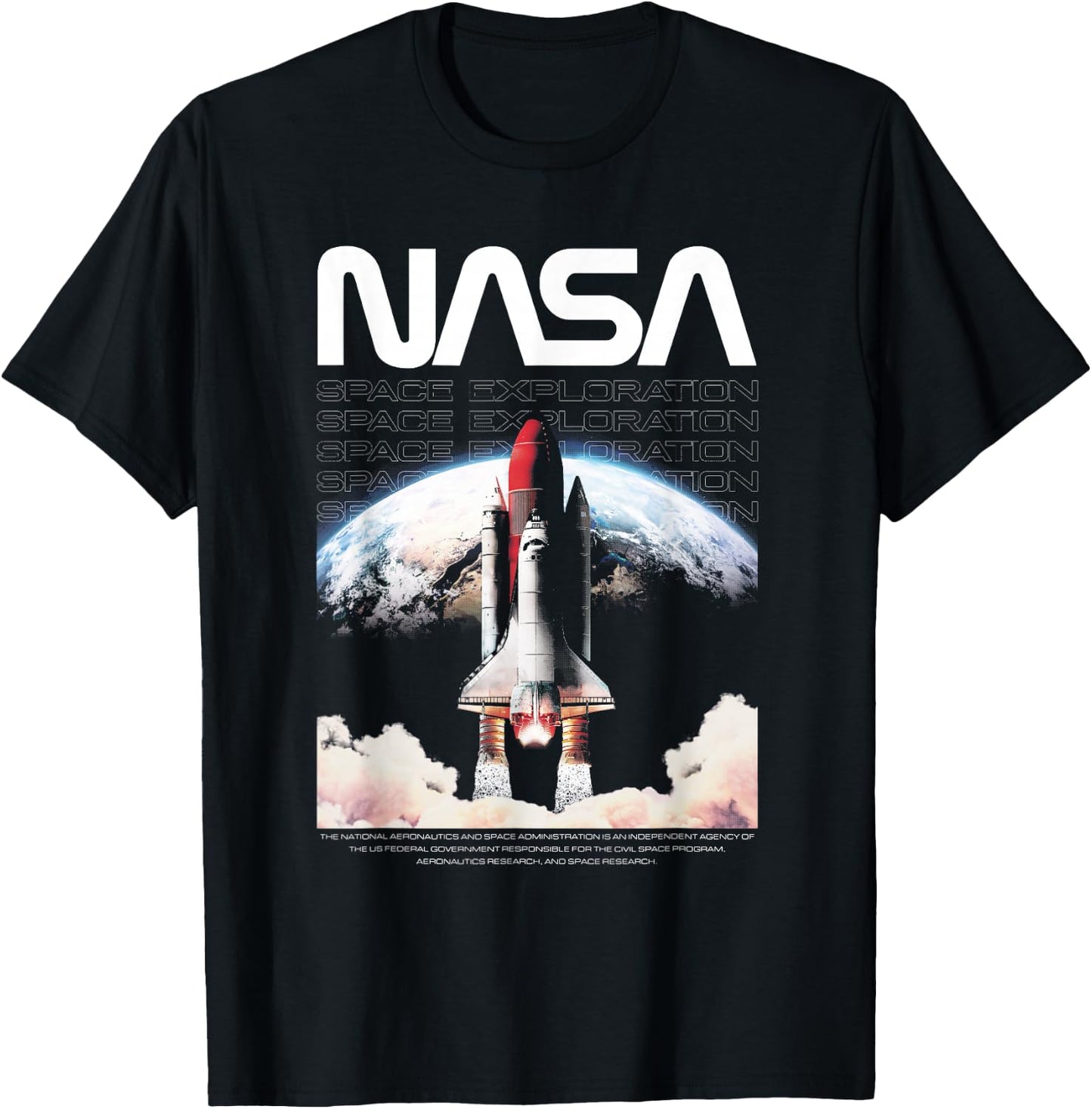 NASA Shuttle Takeoff Space Exploration T-Shirt - T-Shirt | Black