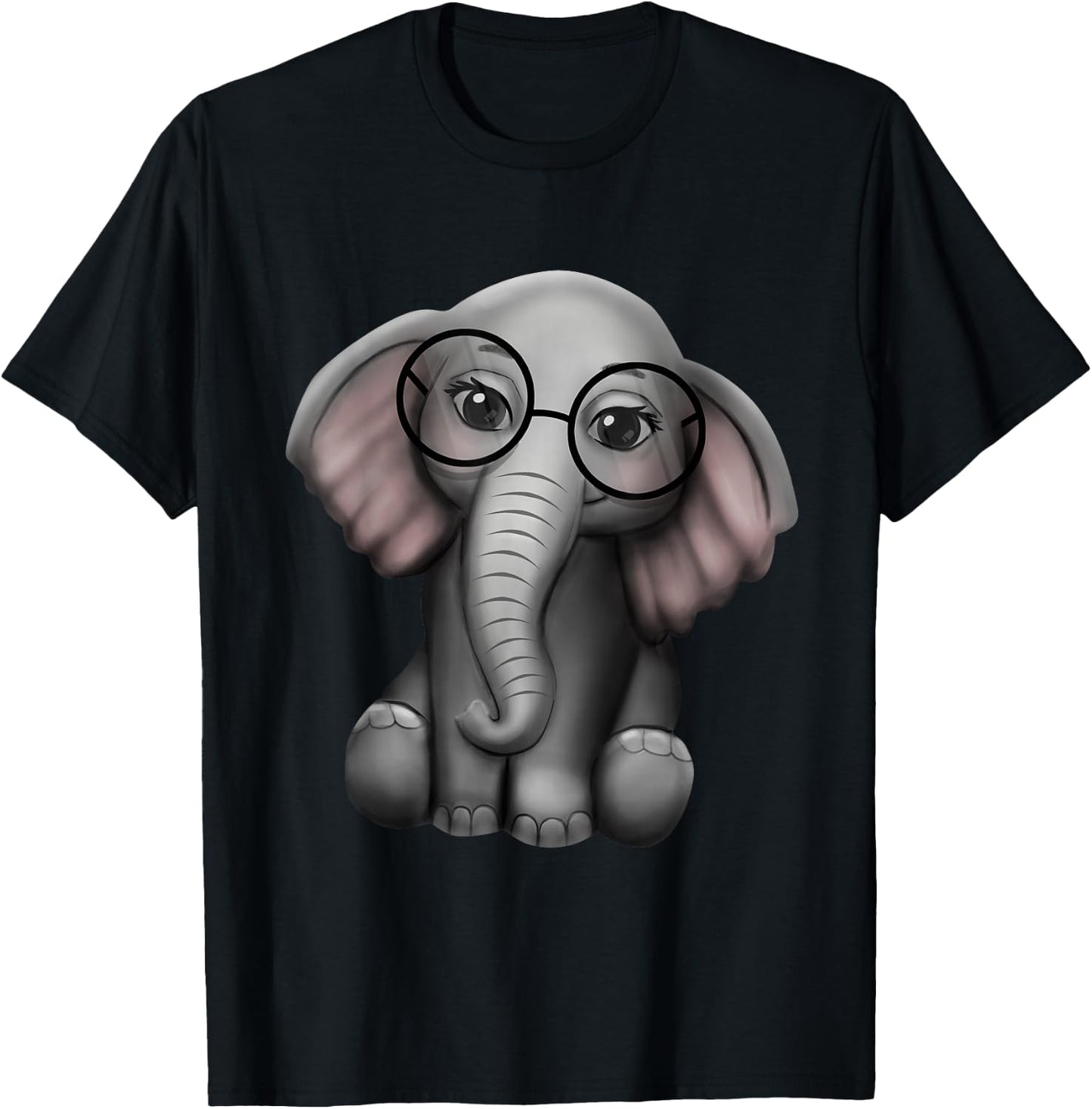 Cute Elephant Nerd Glasses Clothes Outfit Elephants T-Shirt - T-Shirt | Black