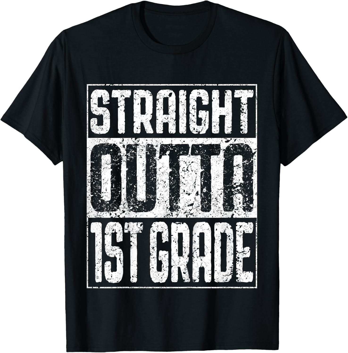 Straight Outta 1st Grade Shirt First Grade Graduation T-Shirt - T-Shirt | Black