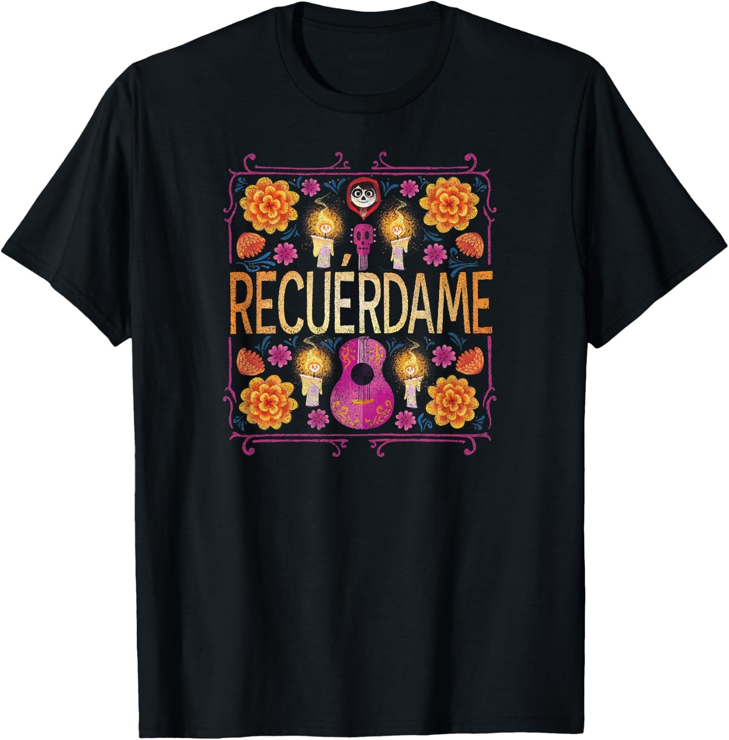 Disney Pixar Coco Recuerdame Needle Point T-Shirt - T-Shirt | Black