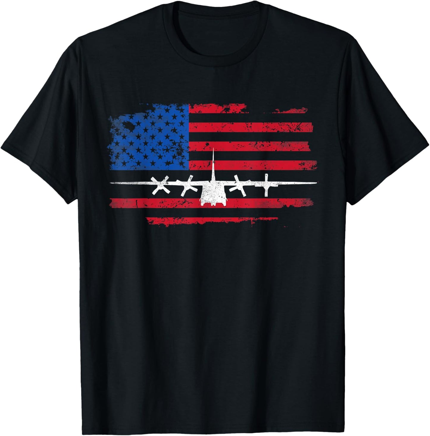 Vintage American Flag C-130 Military Plane Pilot T-Shirt - T-Shirt | Black