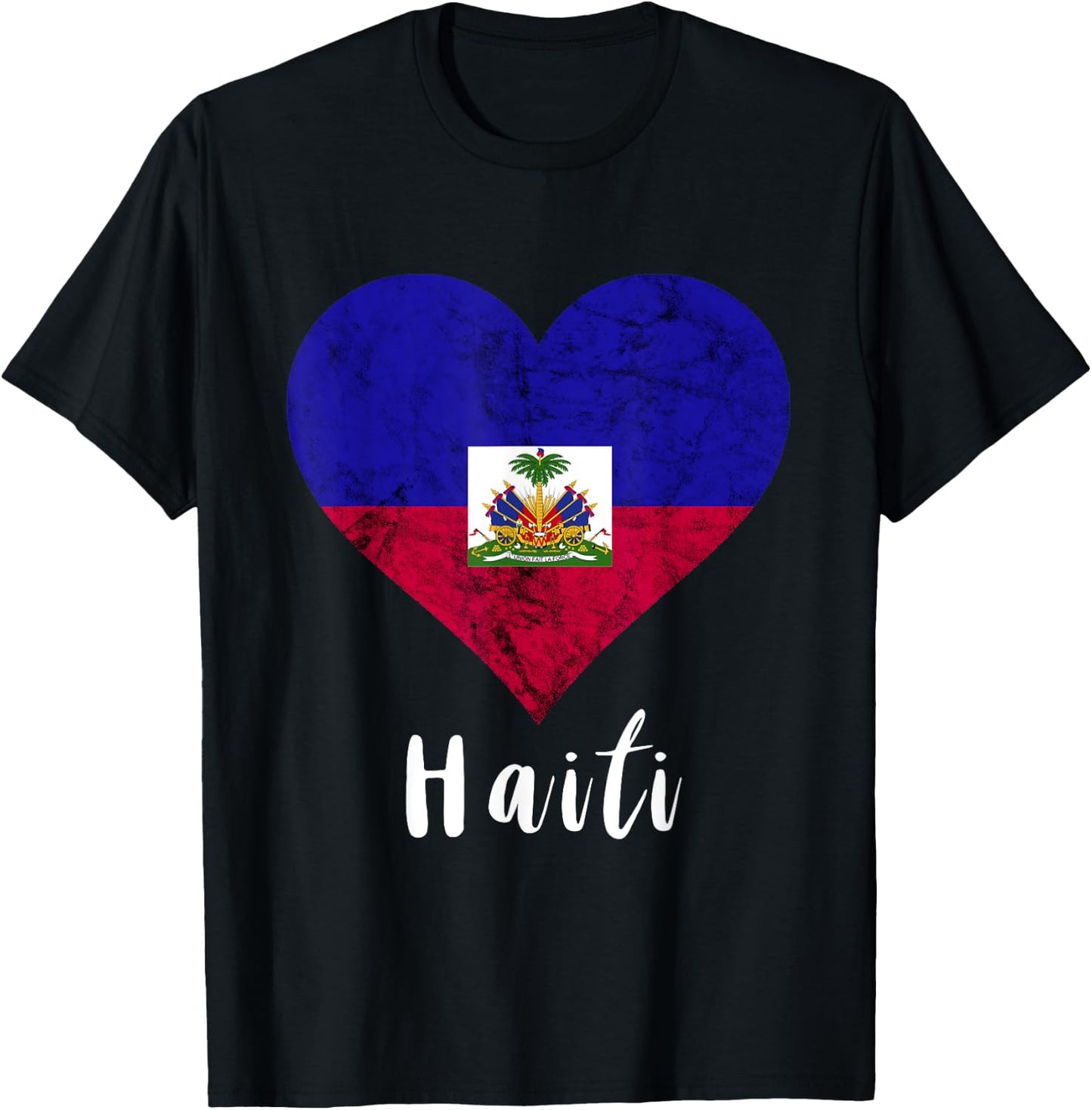 Haitian Root Heart Haiti Haitians Flag Pride T-Shirt - T-Shirt | Black