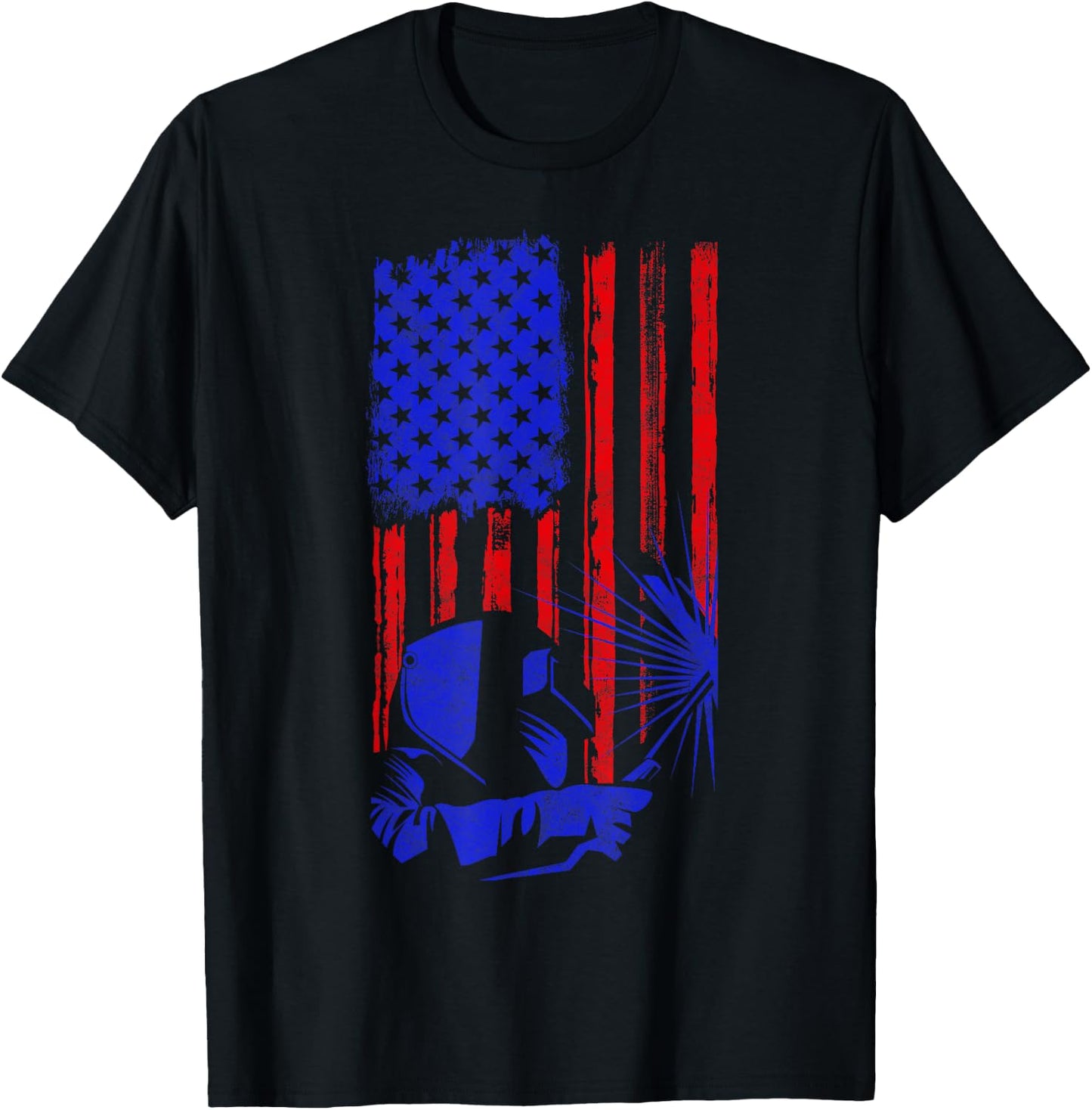 Welder American Flag Welding Gift Usa Patriotic Helmet Women Kids Men T-Shirt - T-Shirt | Black