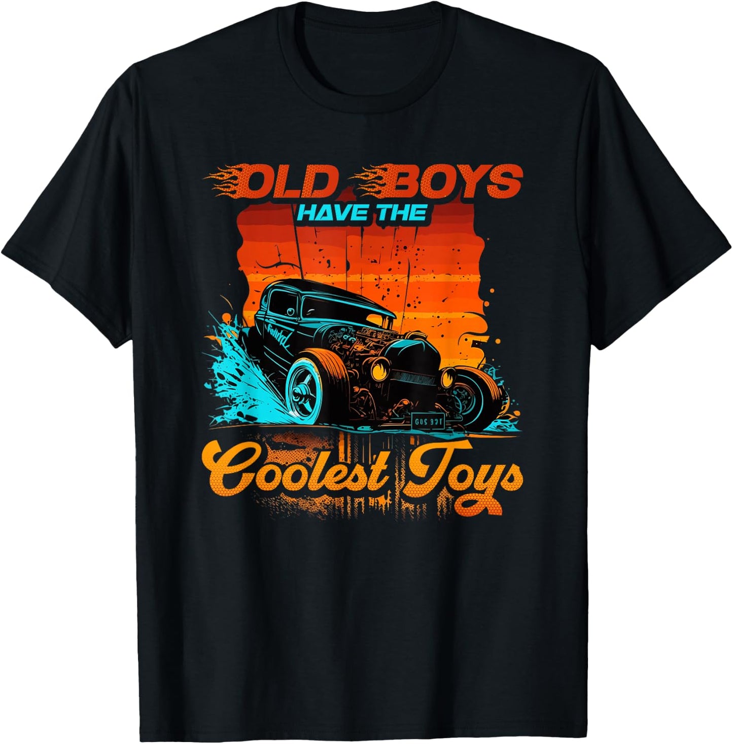 Hot Rod Grandpa Old Boys Coolest Toys, Retro Vintage Rat Rod T-Shirt - T-Shirt | Black