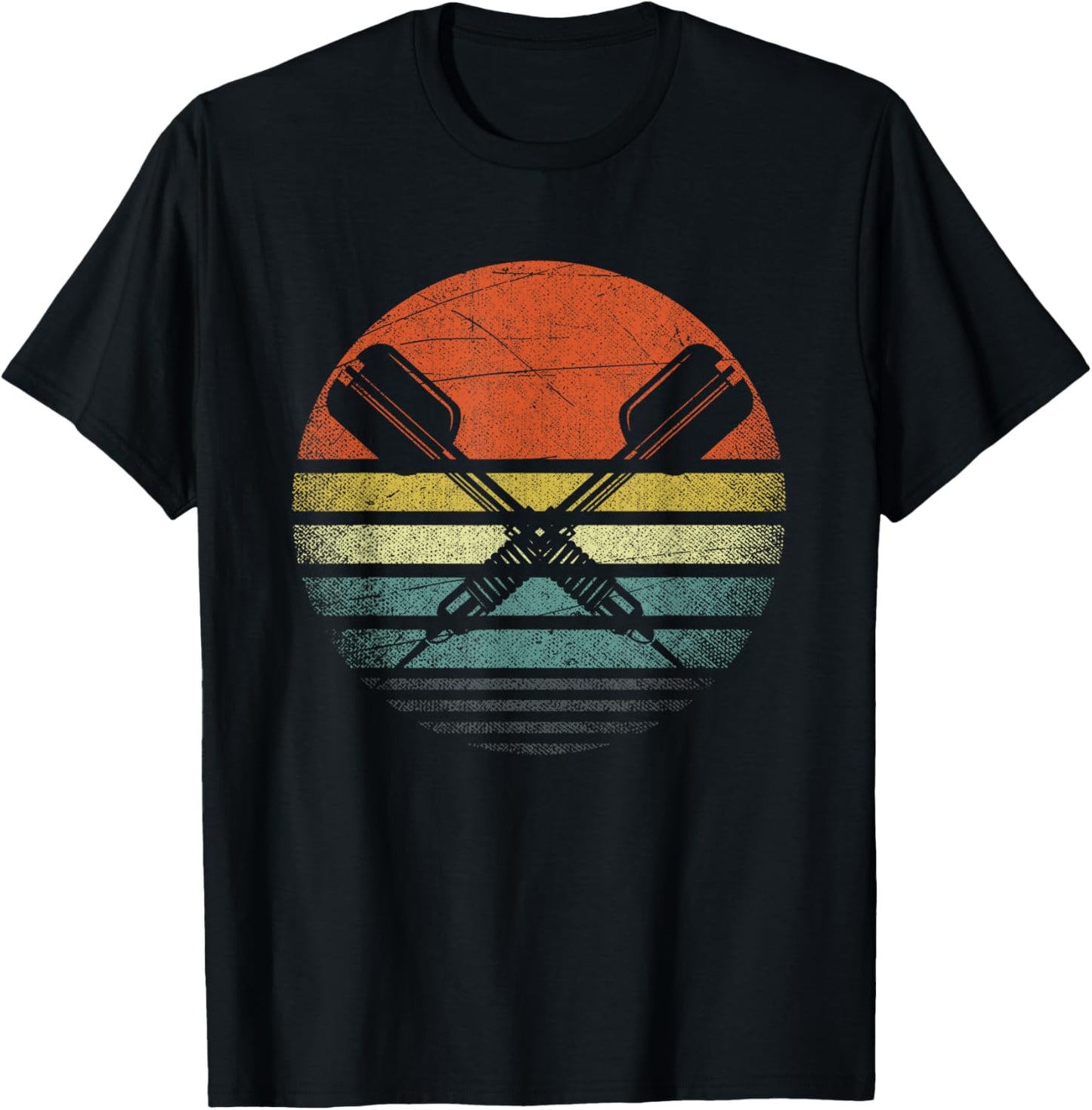 Vintage Darts Arrows Sunset Pub Retro Dart Lover T-Shirt - T-Shirt | Black