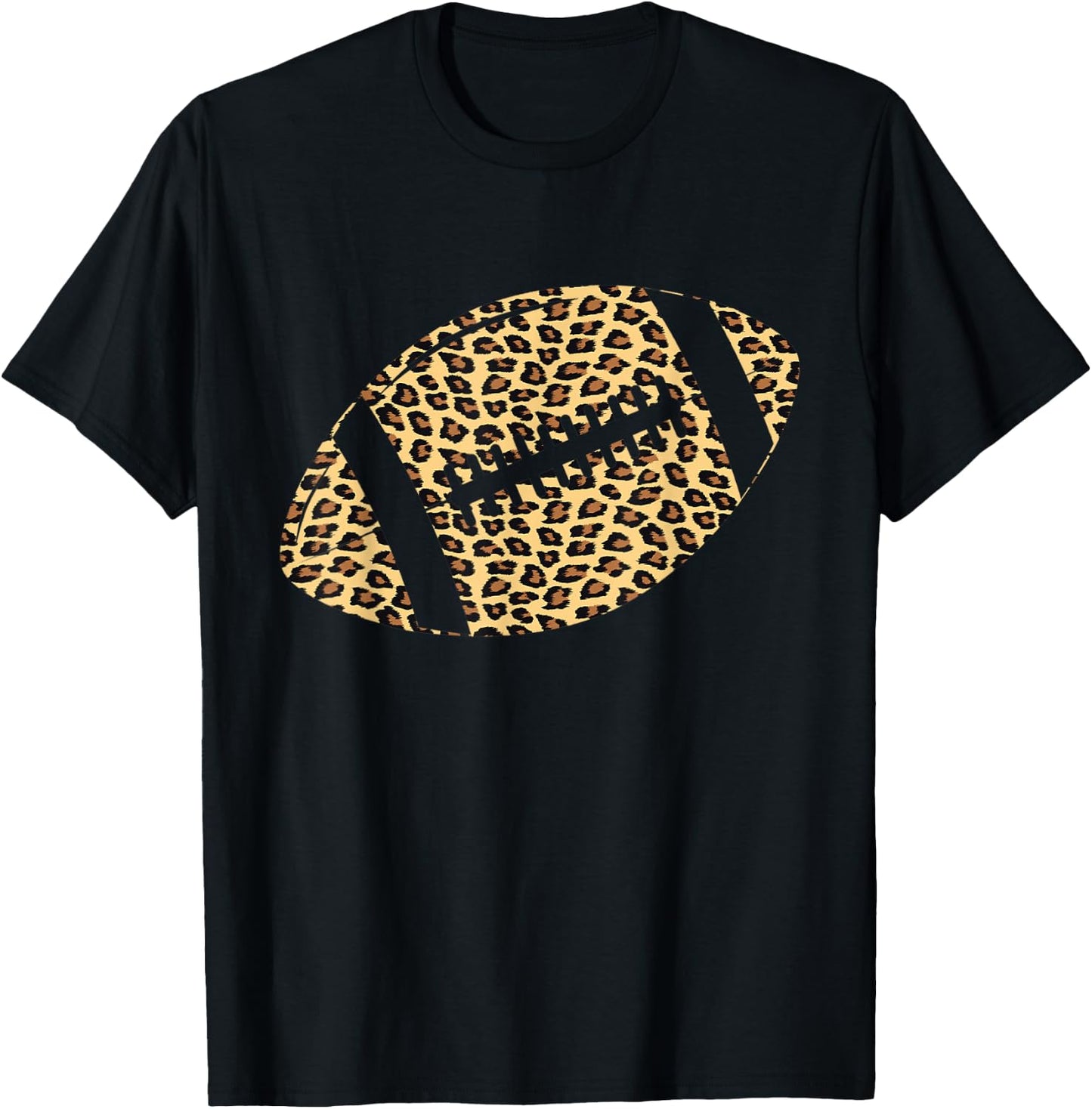 American Football Leopard Print Wild Animal Safari T-Shirt - T-Shirt | Black