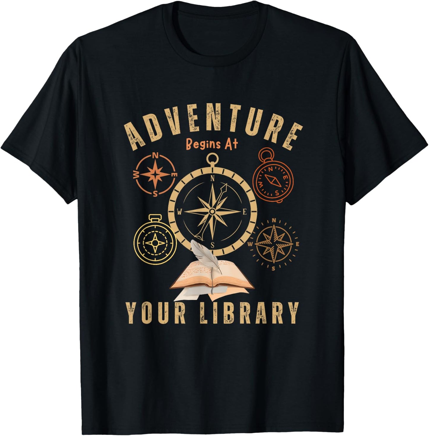 Adventure Begins At Your Library Summer Reading Program 2024 T-Shirt - T-Shirt | Black