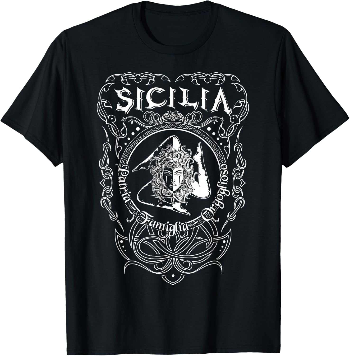 Sicilia Italy Trinacria Heraldry Home Pride Family T-Shirt - T-Shirt | Black