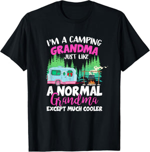 Funny I'm A Camping Grandma Camper Campfire Mothers Day T-Shirt - T-Shirt | Black