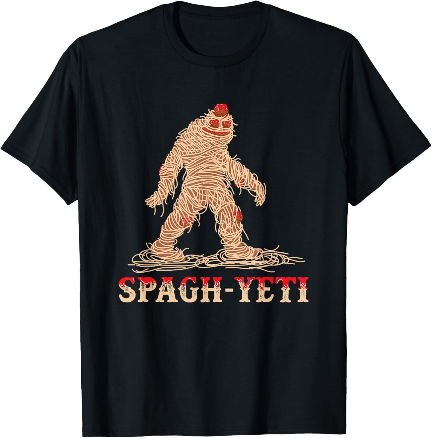 Spaghetti Pasta Meatballs Ramen Noodle Shirt Sasquatch Gift T-Shirt - T-Shirt | Black