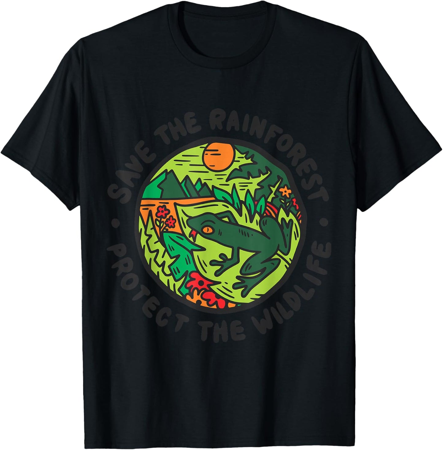 Save The Rainforest Protect The Wildlife Environment T-Shirt - T-Shirt | Black