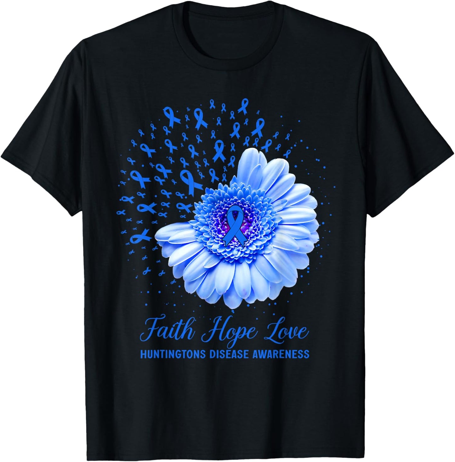 Faith Hope Love Huntington's Disease Awareness Survivor T-Shirt - T-Shirt | Black