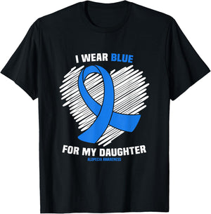 I Wear Blue for My Daughter Alopecia Awareness T-Shirt - T-Shirt | Black