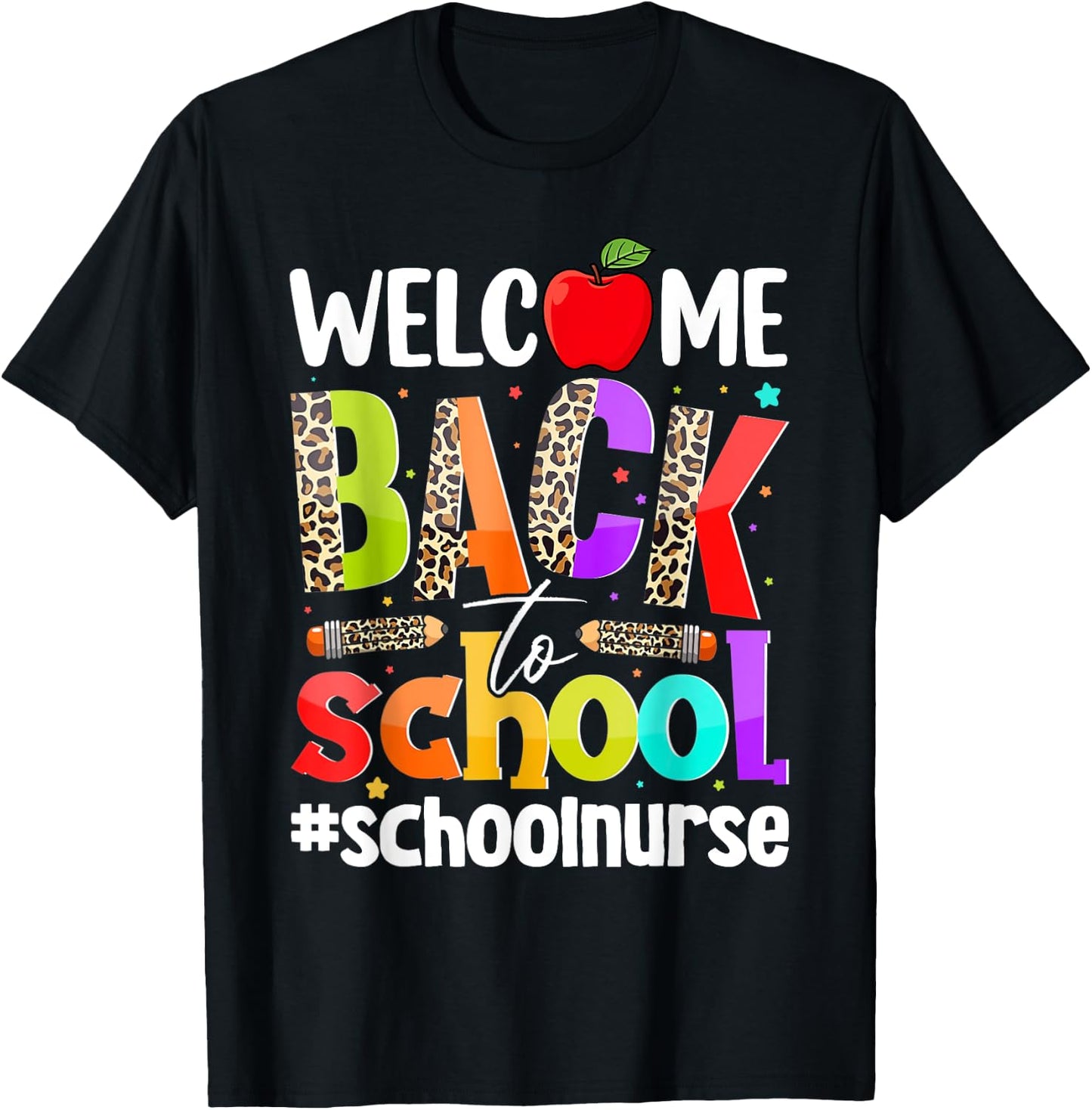 Welcome Back To School Nurse First Day Of School Leopard T-Shirt - T-Shirt | Black