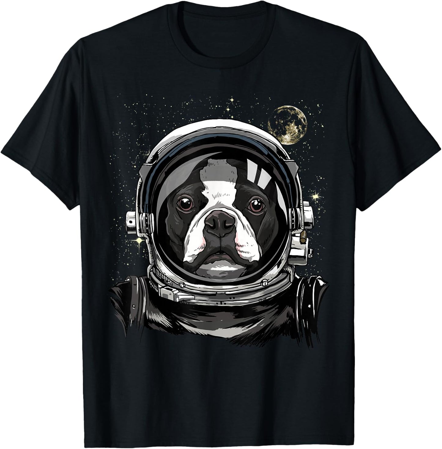 Boston Terrier Astronaut Shirt Spaceman Dog Space Lover T-Shirt - T-Shirt | Black