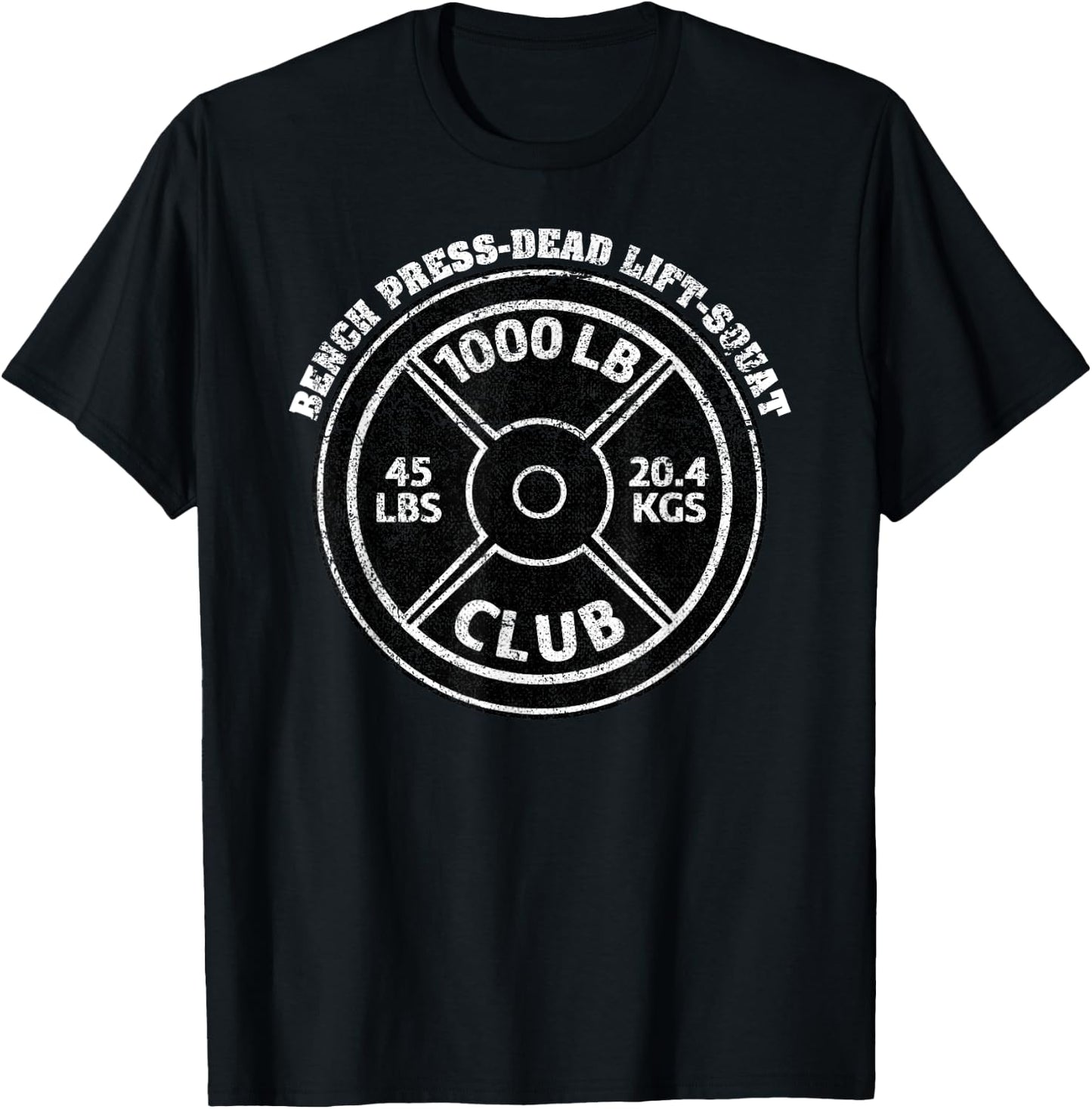 1000 Lbs Pound Club Gym Weightlifting Dead Lift Bench Press T-Shirt - T-Shirt | Black