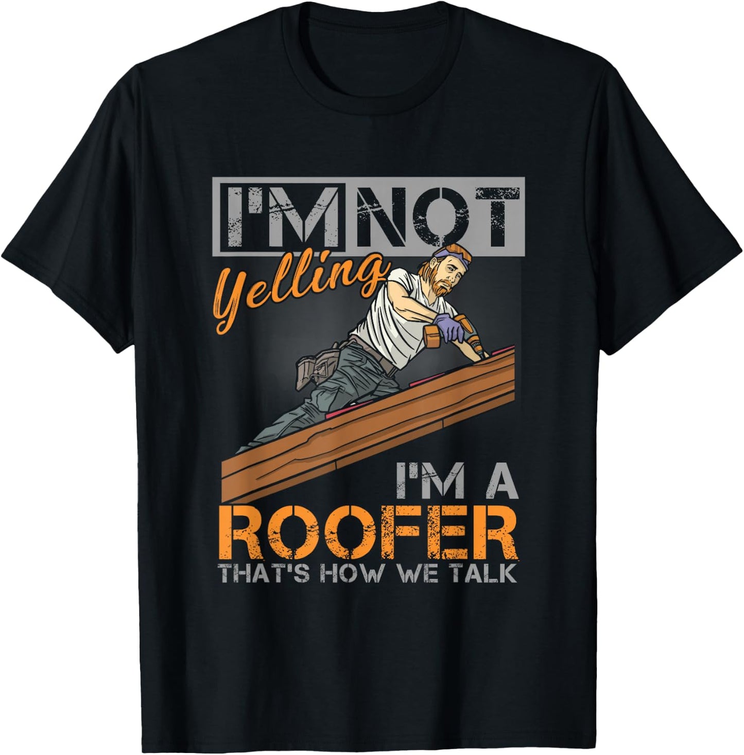 Roofer Hammer Roof Mechanic Construction Craftsman Carpenter T-Shirt - T-Shirt | Black
