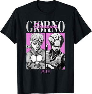 JoJo's Bizarre Adventure Giorno & Golden Wind Panels Anime T-Shirt - T-Shirt | Black