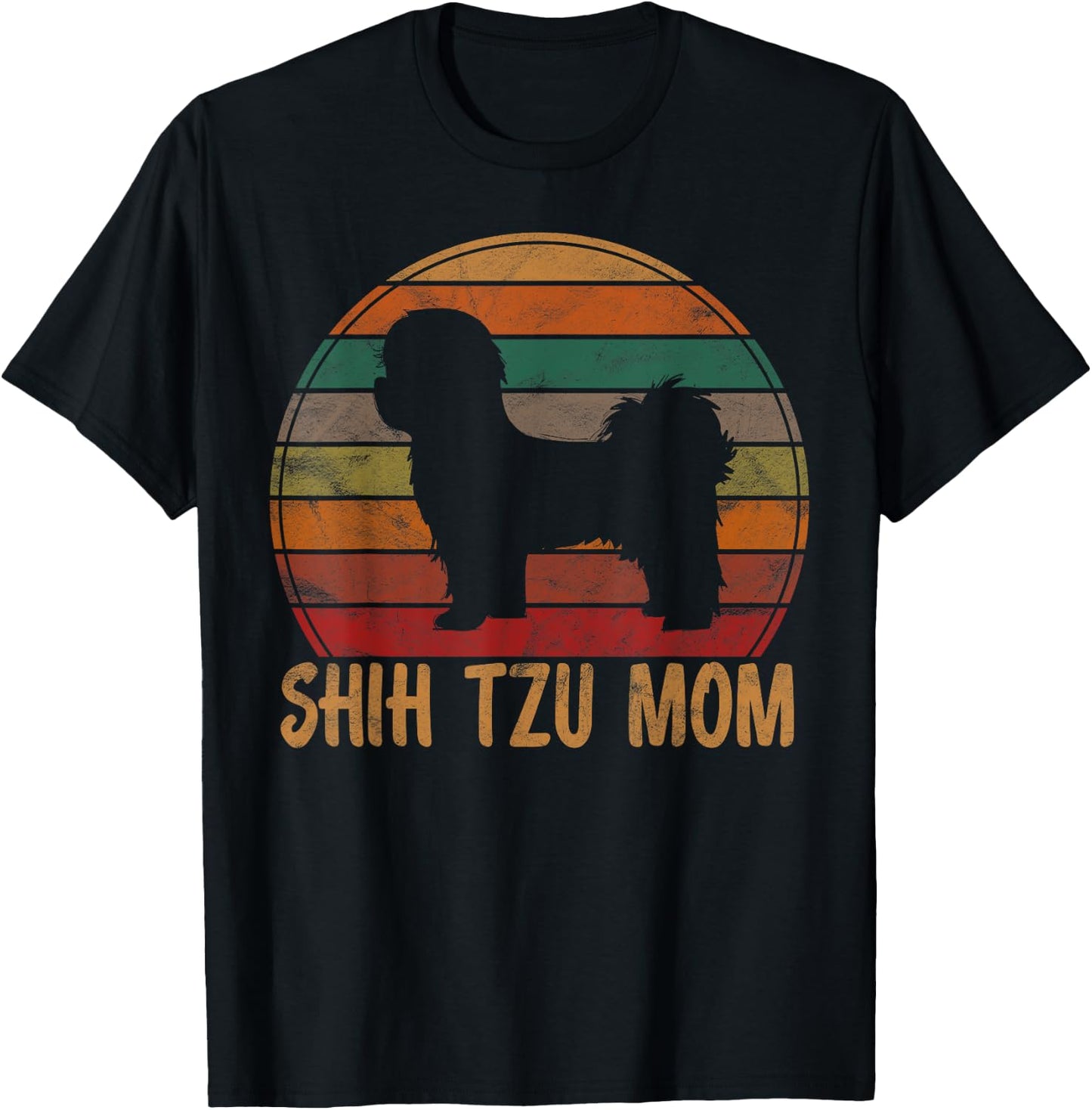 Retro Shih Tzu Mom Gift Apparel Dog Owner Mother Pet Mama Men Women Girls Kids T-Shirt - T-Shirt | Black