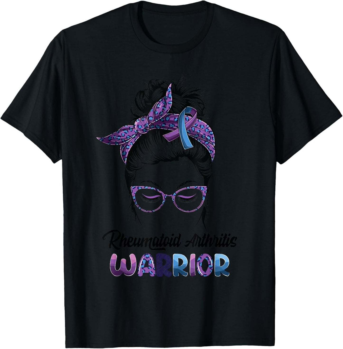 Rheumatoid Arthritis Warrior Messy Bun Believe Women Girls T-Shirt - T-Shirt | Black