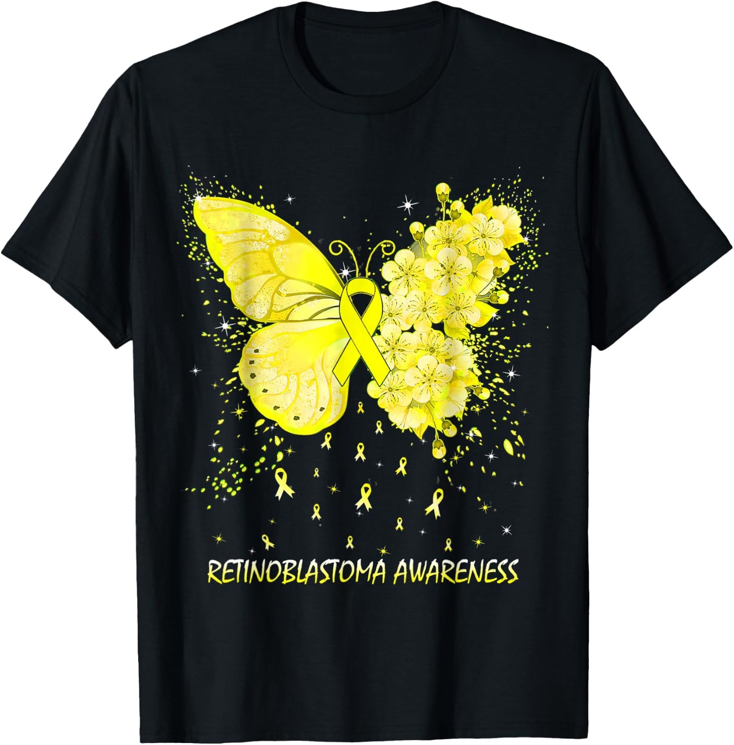 Butterfly Retinoblastoma Awareness Ribbon T-Shirt - T-Shirt | Black