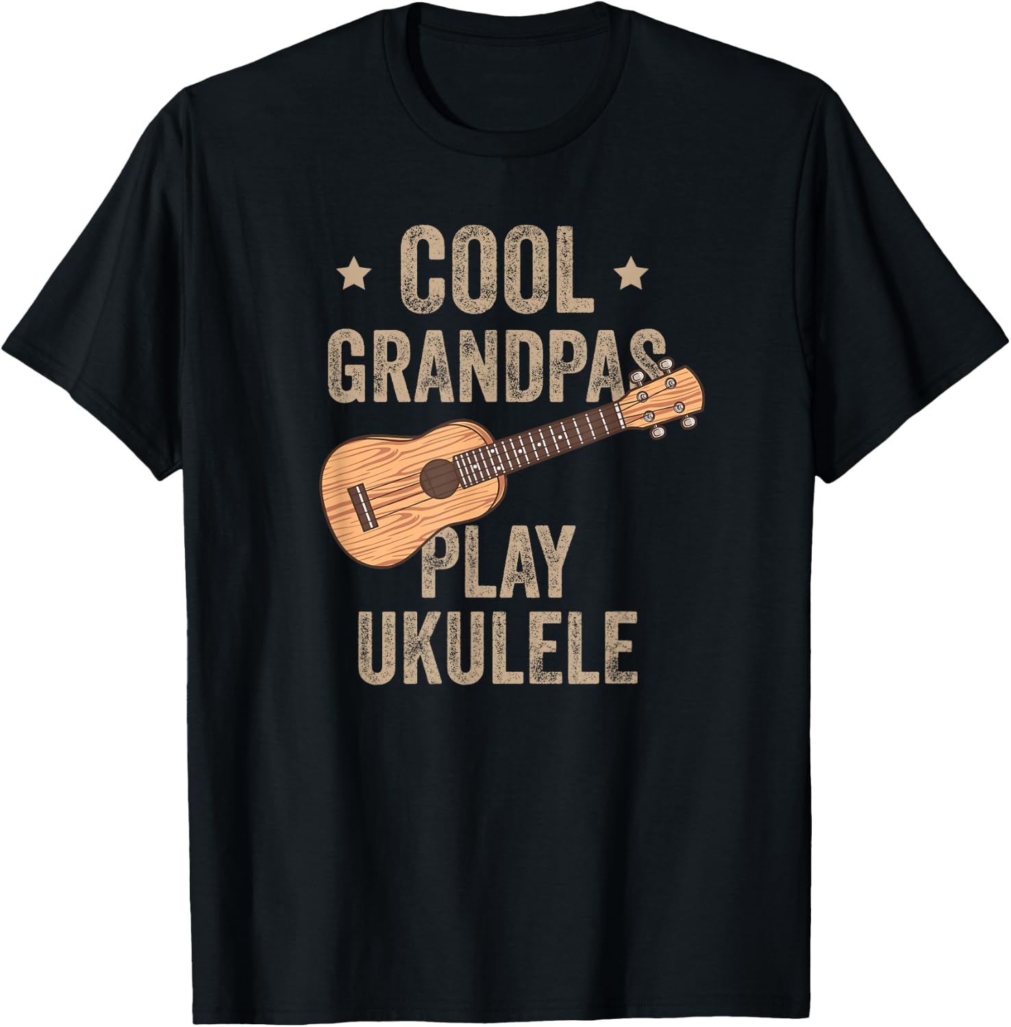 Cool Grandpas Play Ukulele Ukulele Music Guitar T-Shirt - T-Shirt | Black