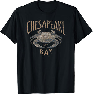 JCombs: Chesapeake Bay Blue Crab (Distressed) T-Shirt - T-Shirt | Black