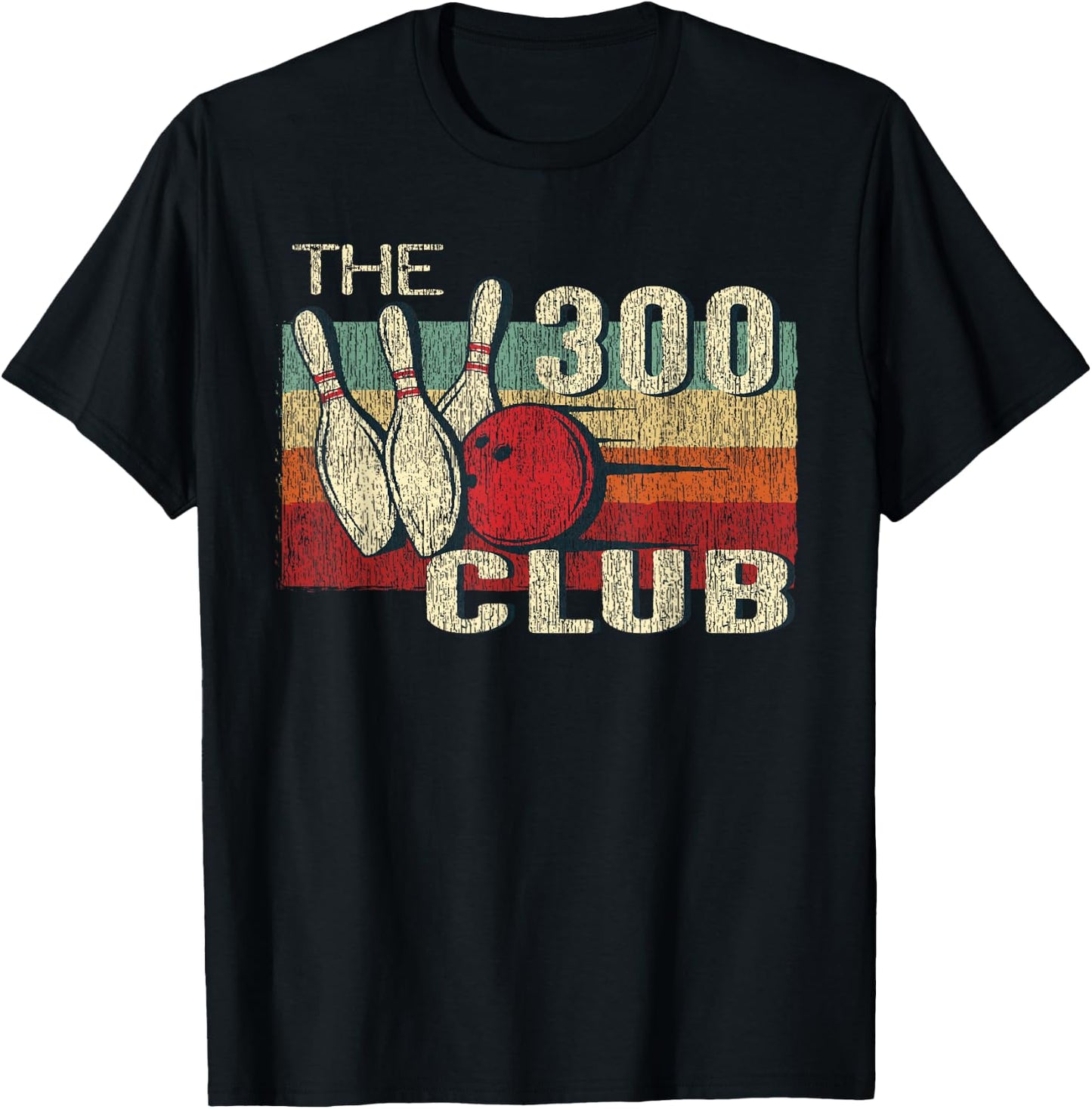 Retro Vintage 300 Club T Shirt - Perfect Bowling Game Shirt T-Shirt - T-Shirt | Black