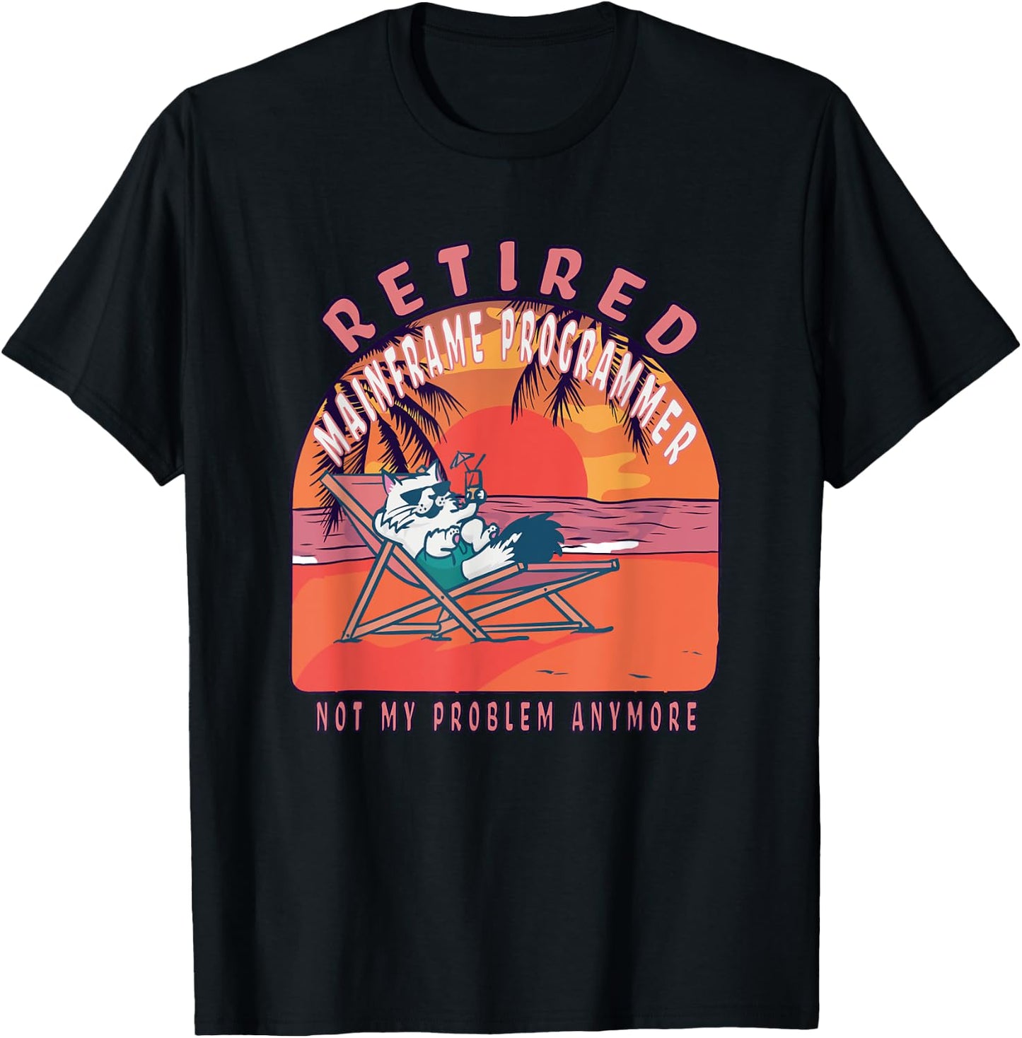 Retired Mainframe Programmer Funny Vintage Retirement T-Shirt - T-Shirt | Black