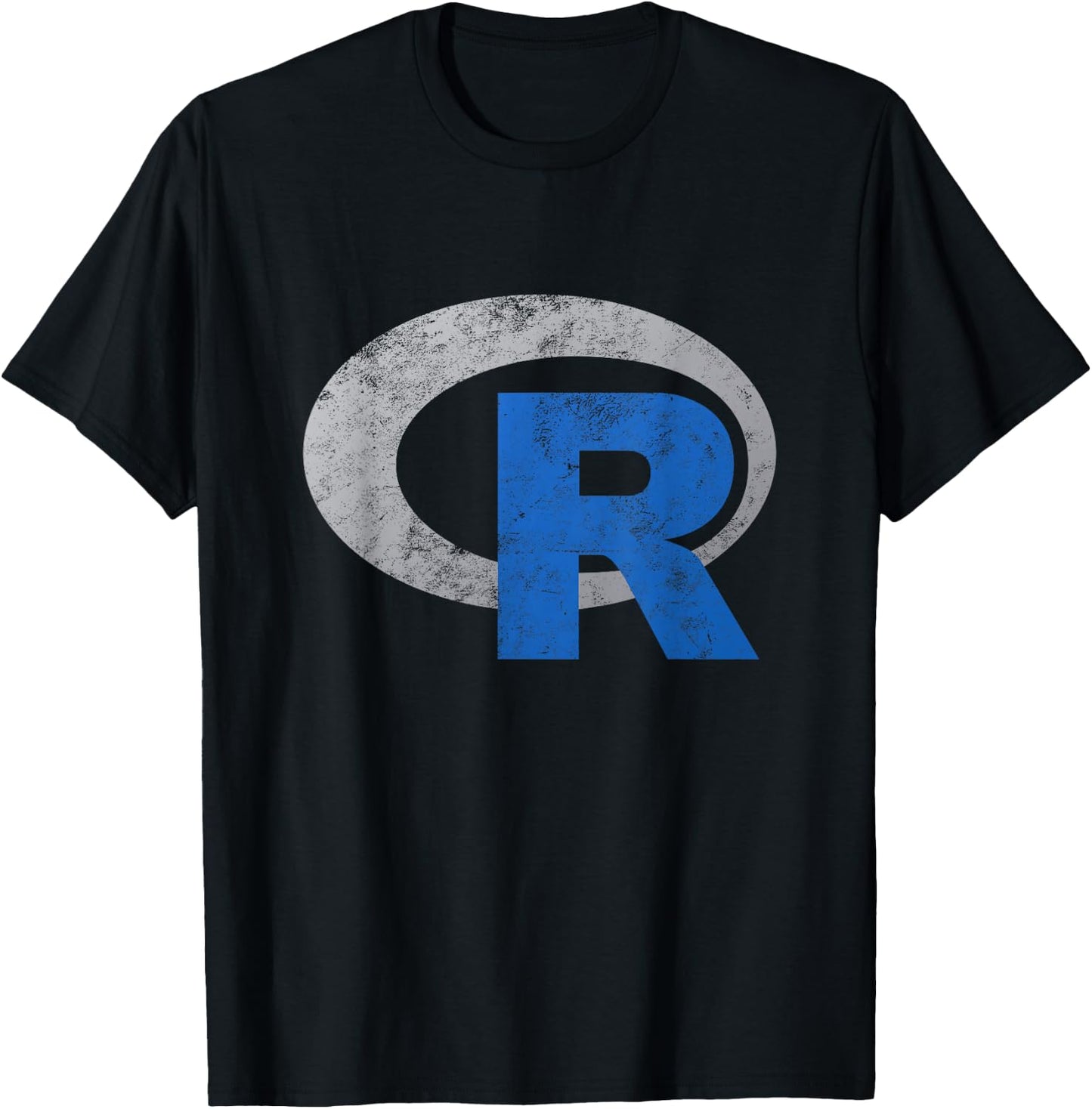 R logo Data Science Statistics Programmer Vintage Distressed T-Shirt - T-Shirt | Black