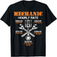 Funny Mechanic Hourly Rate Gift Shirt Labor Rates T-Shirt - T-Shirt | Black