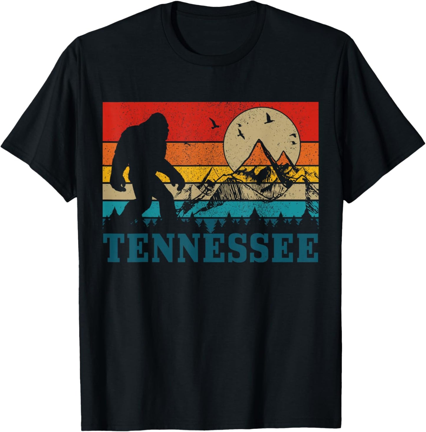 Tennessee Bigfoot Vintage Mountains Nashville Hiking Gift T-Shirt - T-Shirt | Black