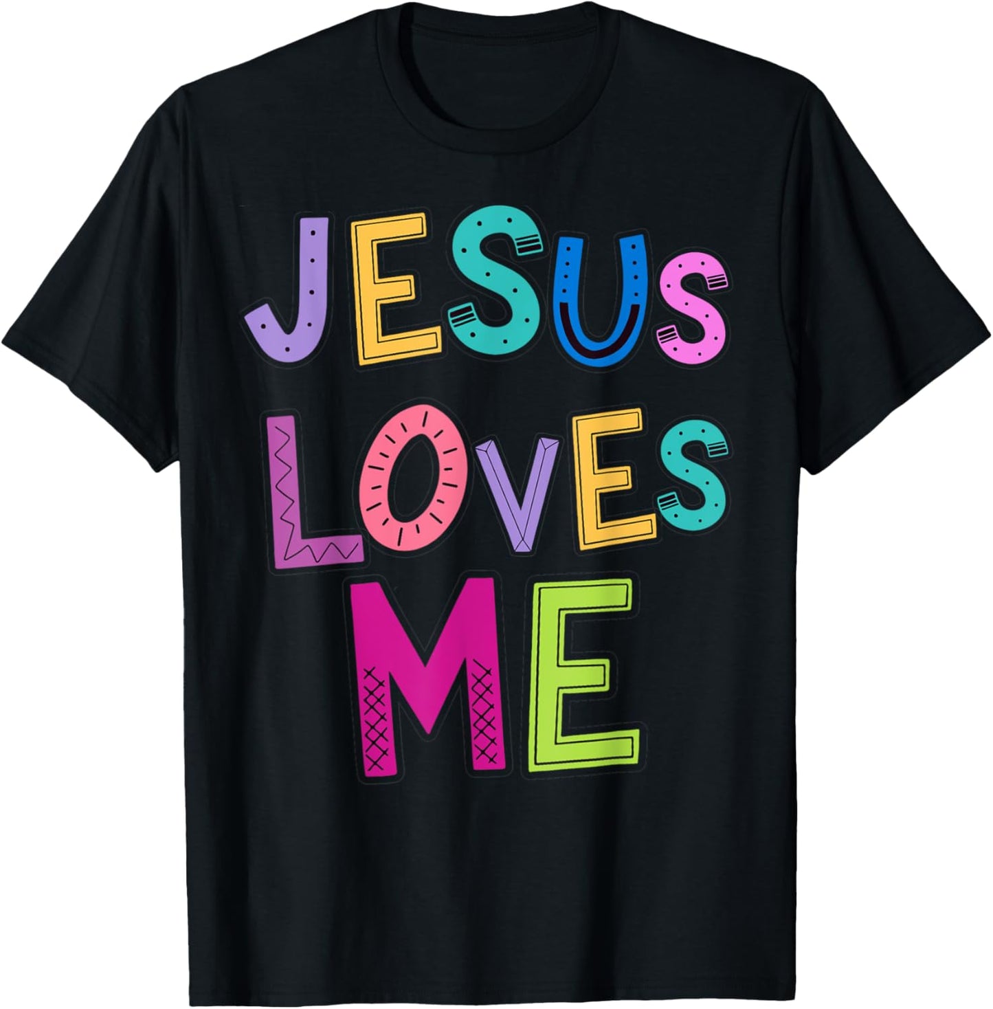 Jesus Loves Me Religious Christian Catholic Church Prayer T-Shirt - T-Shirt | Black