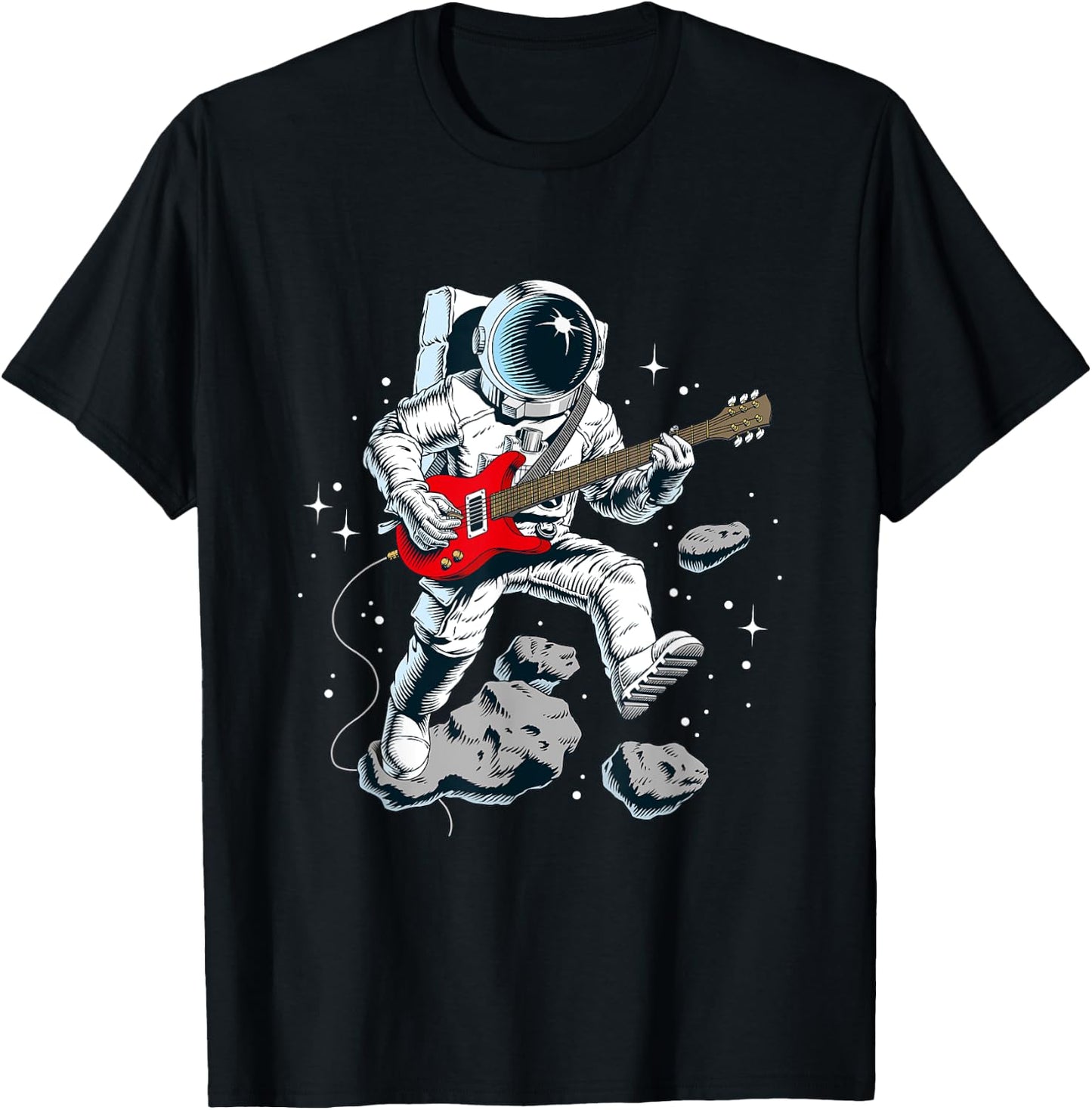 Wear Cool Space Astronaut Rock & Roll Music Guitar Graphic T-Shirt - T-Shirt | Black