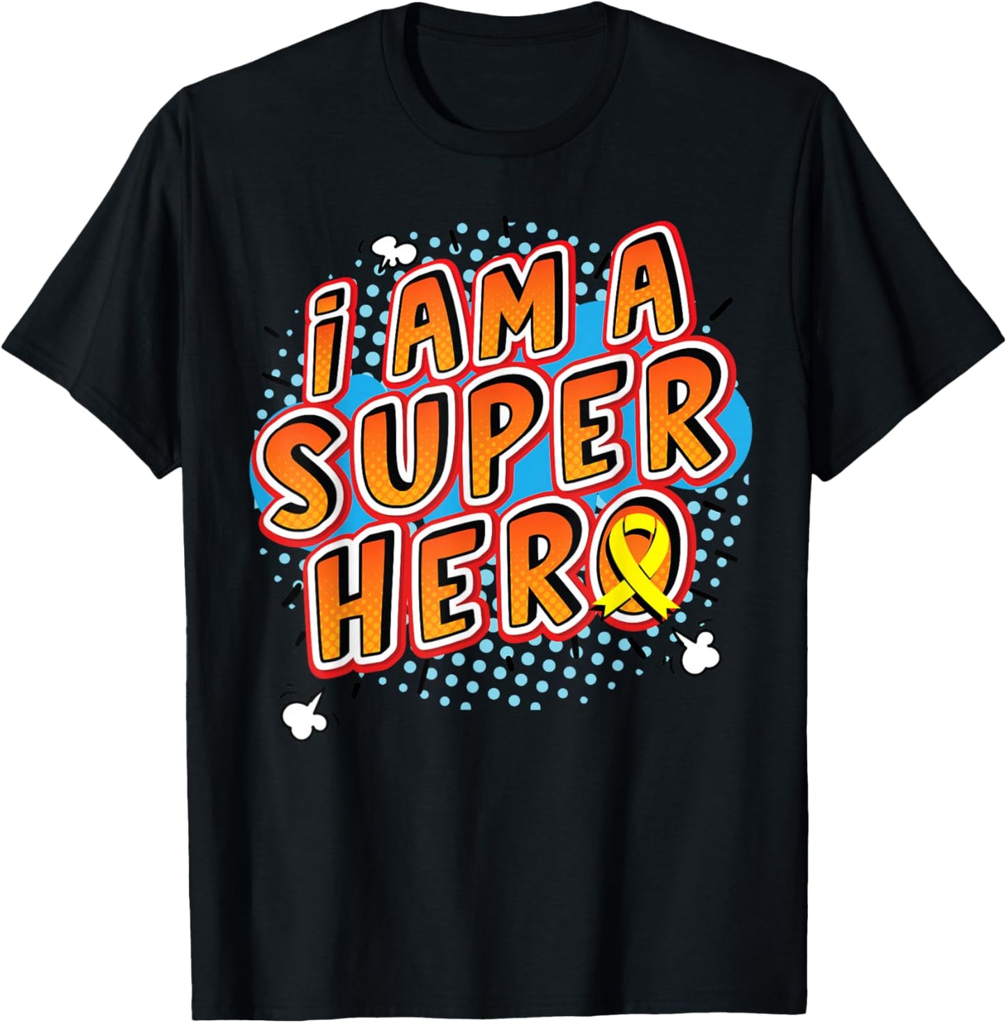 Childhood Cancer I Am A Superhero Ribbon T-Shirt - T-Shirt | Black
