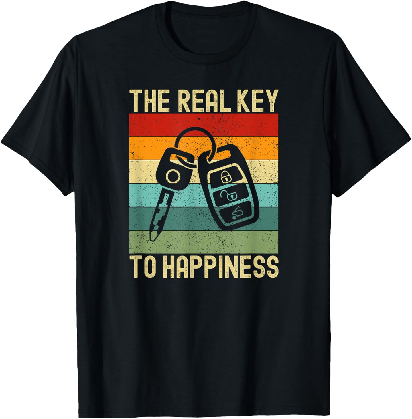 The Real Key to Happiness Car Guy Mechanic Enthusiast T-Shirt - T-Shirt | Black