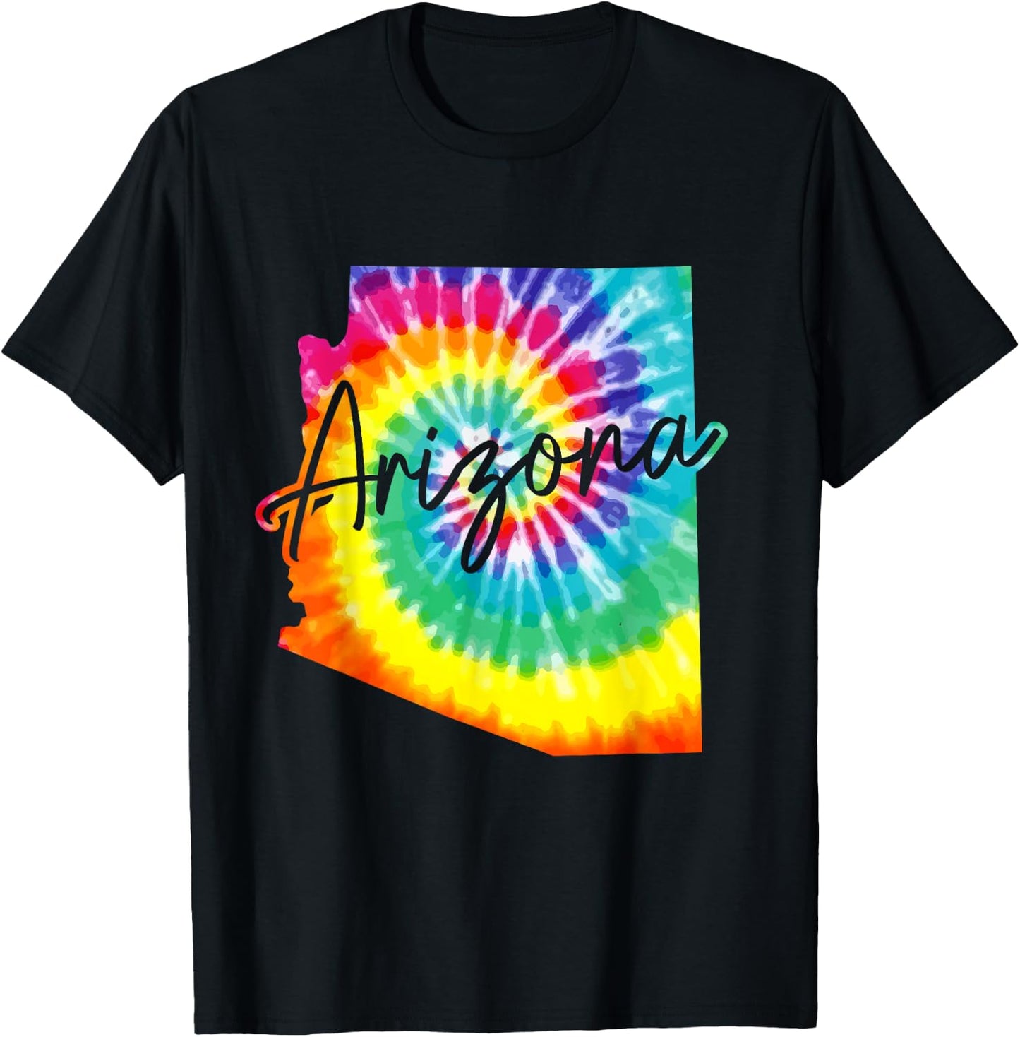 Arizona Tie Dye State Map Pride Hippie Vintage Retro T-Shirt - T-Shirt | Black