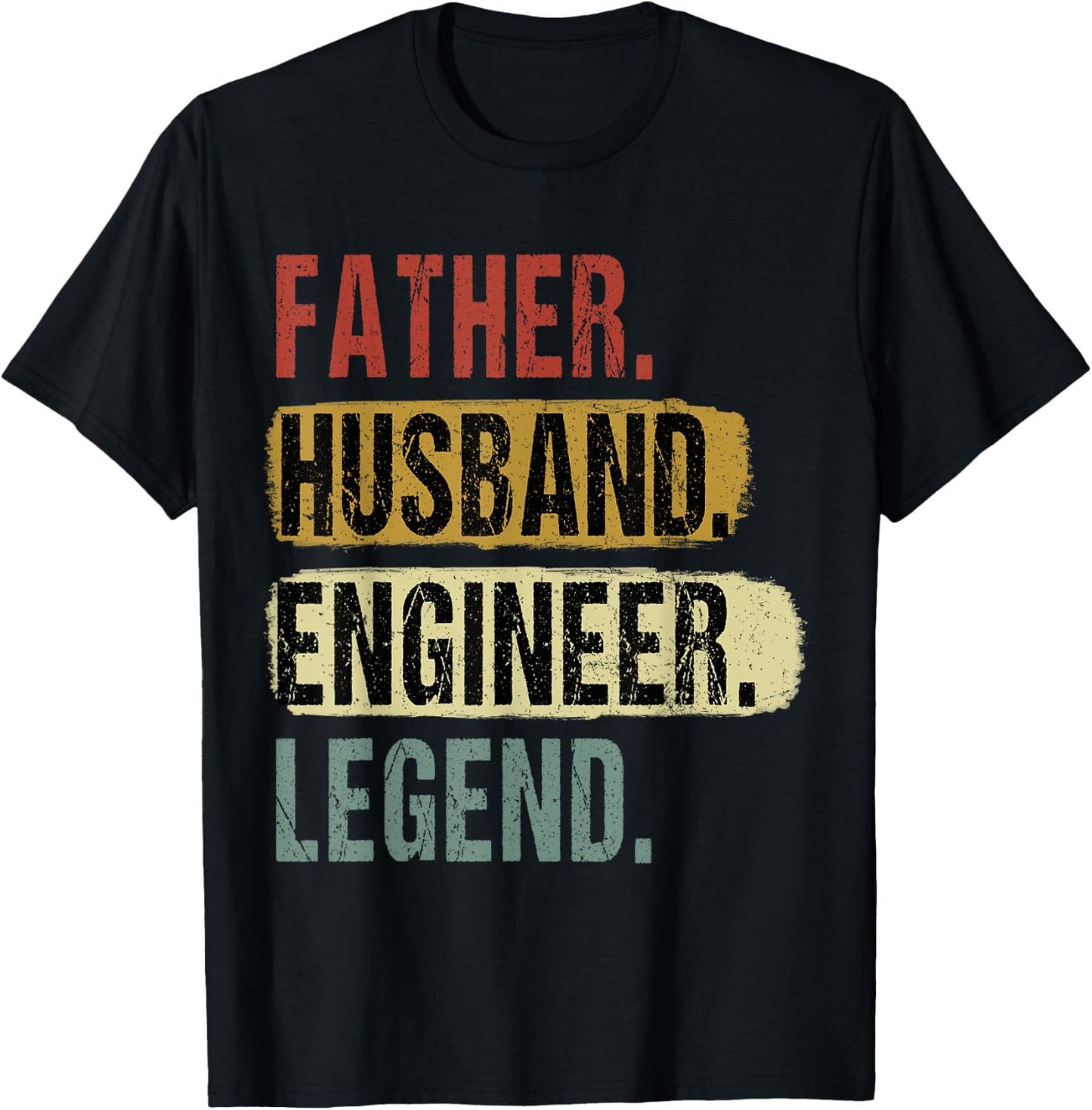 Father Husband Engineer Legend Vintage Dad Father's Day T-Shirt - T-Shirt | Black