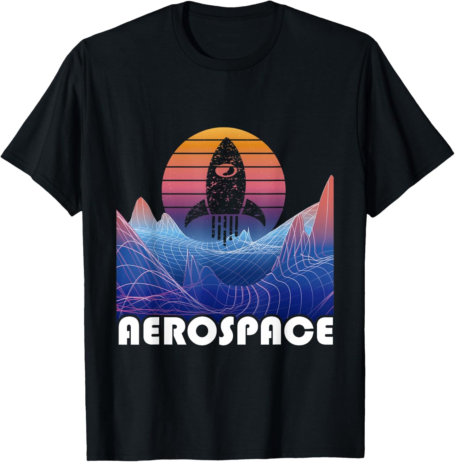 Aerospace Engineer Rocket Vaporwave Aeronautical Space T-Shirt - T-Shirt | Black