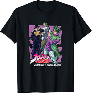 JoJo Diamond is Unbreakable Group Pose Josuke Rohan & Jotaro T-Shirt - T-Shirt | Black