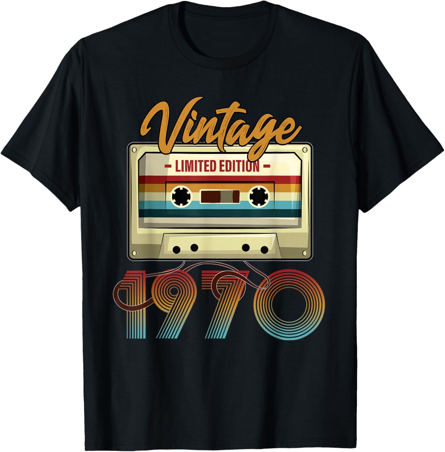 Vintage 1970 55th Birthday Cassette Tape Women B-Day T-Shirt - T-Shirt | Black