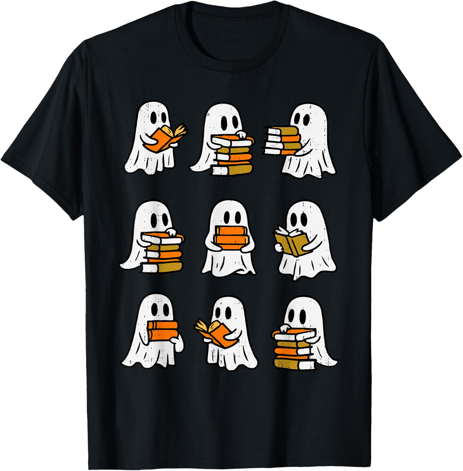 Ghost Reading Book Halloween Librarian Teacher Book Lover T-Shirt - T-Shirt | Black