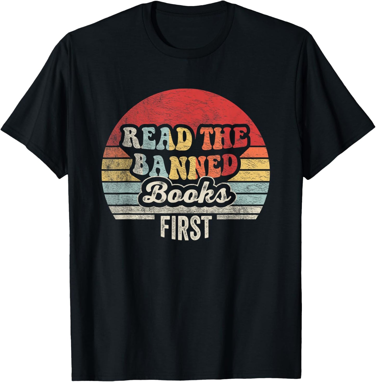 NICE 'N COOL Retro Vintage Read Banned Books First Teacher Librarian , Small, Black T-Shirt - T-Shirt | Black