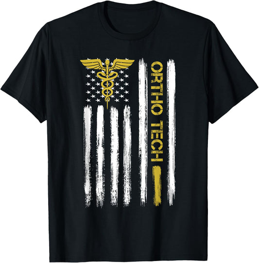 Orthopedic Technician Technologists American Flag Ortho Tech Men T-Shirt - T-Shirt | Black