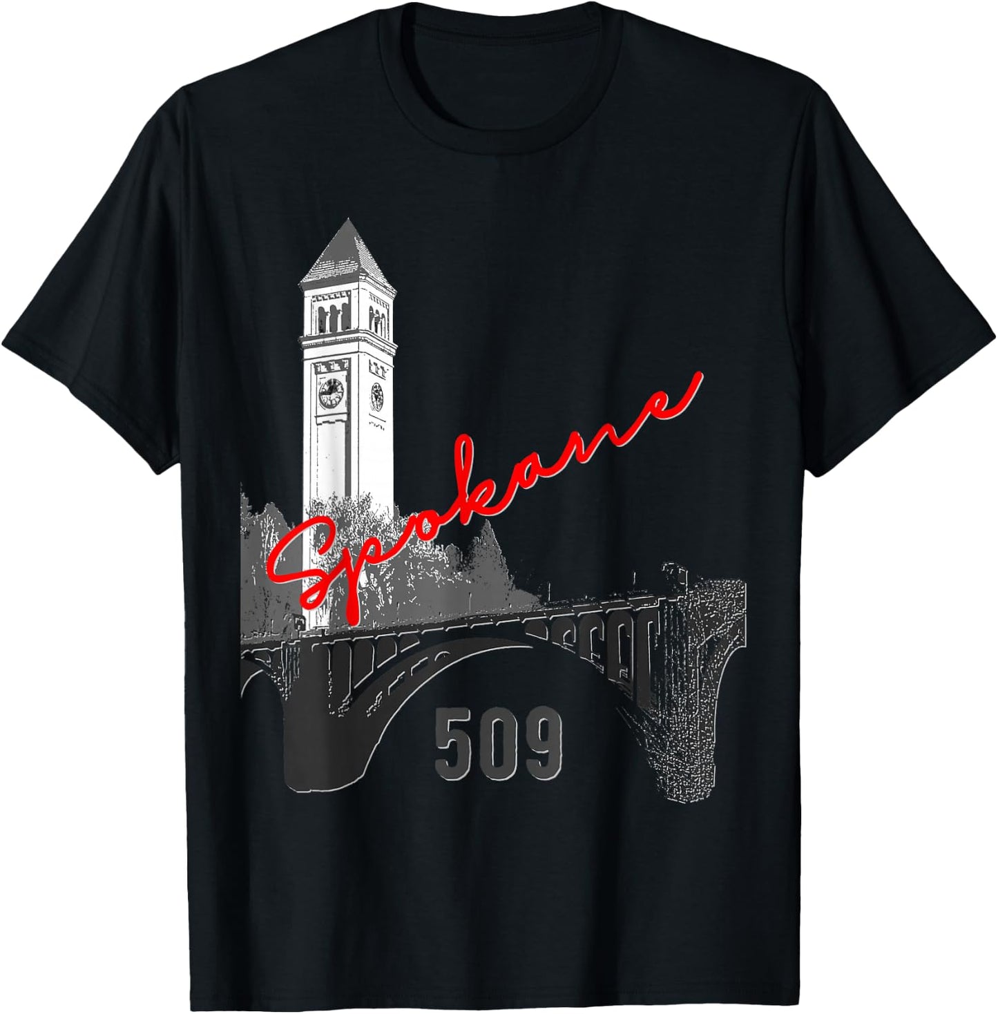 Spokane Clock Tower Monroe Bridge 509 Shirt T-Shirt - T-Shirt | Black