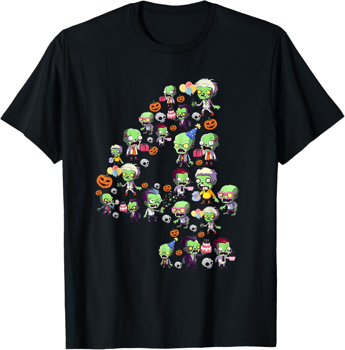 Halloween 4 Years Old Boy It's My 4th Birthday Zombie Lover T-Shirt - T-Shirt | Black
